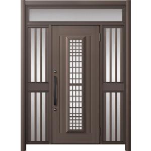 リシェント玄関ドア3 アルミ仕様 / 手動 両袖飾り-中桟付きポストなし_ランマ付き C84N型(ア...