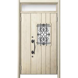 リシェント 玄関ドア3 断熱仕様 / 非防火 K2 D41型 木目調  親子ランマ付 特注サイズ  ...