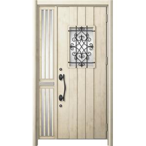 リシェント 玄関ドア3 断熱仕様 / 非防火 K2 D41型 木目調  片袖飾り 中桟付ポスト付 特...