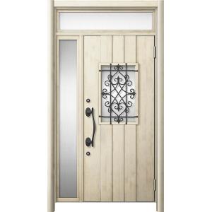 リシェント 玄関ドア3 断熱仕様 / 非防火 K2 D41型 木目調  片袖ランマ付 特注サイズ  ...