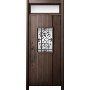 リシェント 玄関ドア3 断熱仕様 / 非防火 K4 D41型 木目調  片開きランマ付 特注サイズ ...