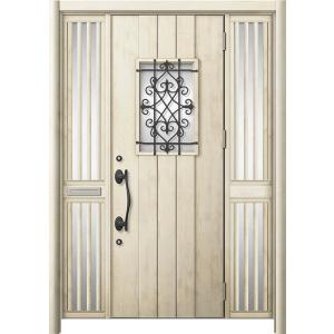 リシェント 玄関ドア3 断熱仕様 / 非防火 K4 D41型 木目調  両袖飾り 中桟付ポスト付 特...