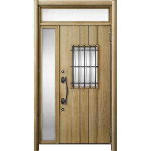 リシェント 玄関ドア3 断熱仕様 / 非防火 K2 D44型 木目調  片袖ランマ付 特注サイズ  ...