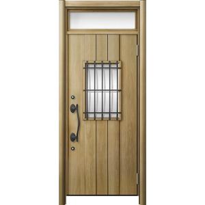 リシェント 玄関ドア3 断熱仕様 / 非防火 K4 D44型 木目調  片開きランマ付 特注サイズ ...