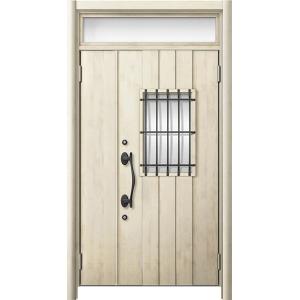 リシェント 玄関ドア3 断熱仕様 / 非防火 K4 D44型 木目調  親子ランマ付 特注サイズ  ...