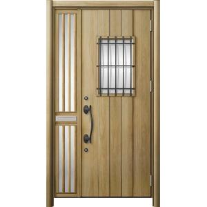 リシェント 玄関ドア3 断熱仕様 / 非防火 K4 D44型 木目調  片袖飾り 中桟付ポスト付 特...