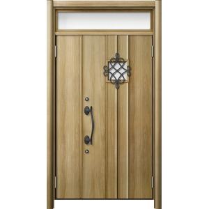 リシェント 玄関ドア3 断熱仕様 / 非防火 K2 D77型 木目調  親子ランマ付 特注サイズ  ...