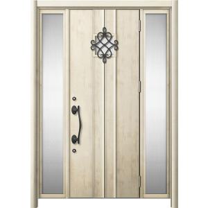 リシェント 玄関ドア3 断熱仕様 / 非防火 K2 D77型 木目調  両袖 特注サイズ  W：1,...