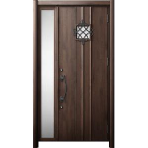 リシェント 玄関ドア3 断熱仕様 / 非防火 K4 D77型 木目調  片袖 特注サイズ  W：87...