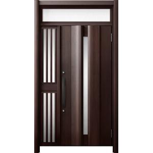 リシェント 玄関ドア3 断熱仕様 / 非防火 K2 G12型 木目調 片袖飾りランマ付中桟付ポスト無...