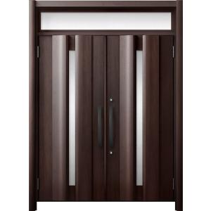 リシェント 玄関ドア3 断熱仕様 / 非防火 K2 G12型 木目調 両開きランマ付 特注サイズ W...