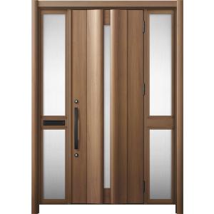 リシェント 玄関ドア3 断熱仕様 / 非防火 K2 G12型 木目調 両袖 中桟付ポスト付 特注サイ...