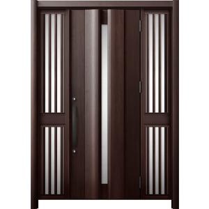 リシェント 玄関ドア3 断熱仕様 / 非防火 K2 G12型 木目調 両袖飾り 中桟付ポスト無 特注...