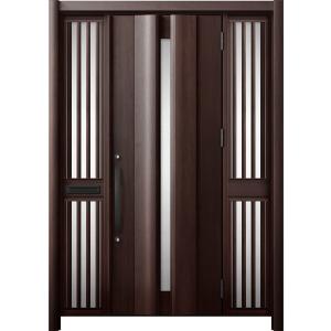 リシェント 玄関ドア3 断熱仕様 / 非防火 K2 G12型 木目調 両袖飾り 中桟付ポスト付 特注...