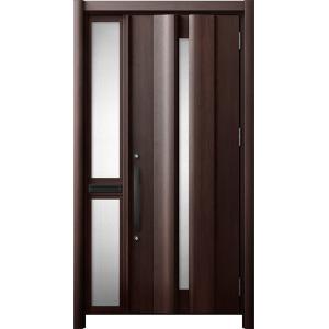 リシェント 玄関ドア3 断熱仕様 / 非防火 K4 G12型 木目調 片袖 中桟付ポスト付 特注サイ...