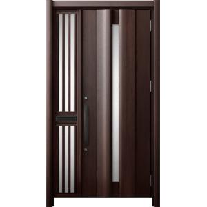 リシェント 玄関ドア3 断熱仕様 / 非防火 K4 G12型 木目調 片袖飾り 中桟付ポスト付 特注...