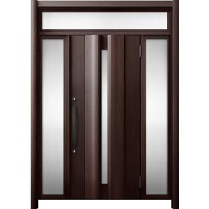 リシェント 玄関ドア3 断熱仕様 / 非防火 K4 G12型 木目調 両袖ランマ付 特注サイズ W：...