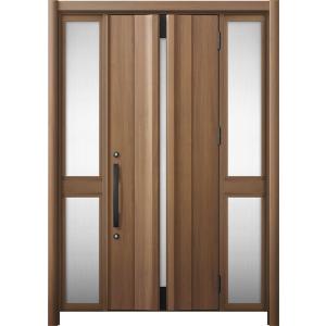 リシェント 玄関ドア3 断熱仕様 / 非防火 K2 G13型 木目調 両袖 中桟付ポスト無し 特注サ...