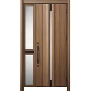 リシェント 玄関ドア3 断熱仕様 / 非防火 K4 G13型 木目調 片袖 中桟付ポスト付 特注サイ...