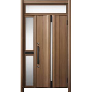 リシェント 玄関ドア3 断熱仕様 / 非防火 K4 G13型 木目調 片袖ランマ付中桟付ポスト付 特...