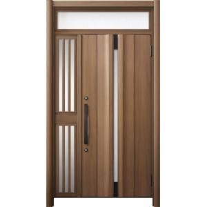 リシェント 玄関ドア3 断熱仕様 / 非防火 K4 G13型 木目調 片袖飾りランマ付中桟付ポスト無...