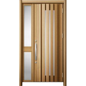 リシェント 玄関ドア3 断熱仕様 / 非防火 K2 G14型 木目調 片袖 中桟付ポスト無 特注サイ...