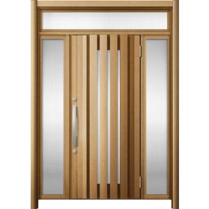 リシェント 玄関ドア3 断熱仕様 / 非防火 K2 G14型 木目調 両袖ランマ付 特注サイズ W：...