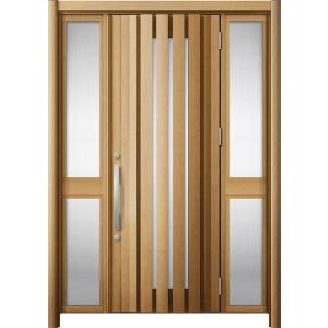 リシェント 玄関ドア3 断熱仕様 / 非防火 K2 G14型 木目調 両袖 中桟付ポスト無し 特注サ...