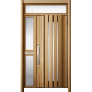 リシェント 玄関ドア3 断熱仕様 / 非防火 K4 G14型 木目調 片袖ランマ付中桟付ポスト付 特...