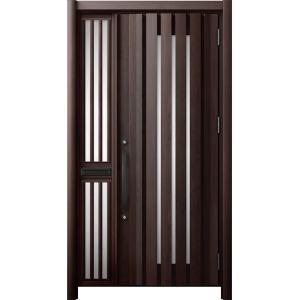 リシェント 玄関ドア3 断熱仕様 / 非防火 K4 G14型 木目調 片袖飾り 中桟付ポスト付 特注...