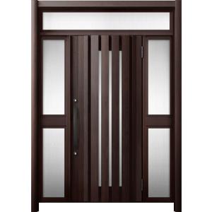 リシェント 玄関ドア3 断熱仕様 / 非防火 K4 G14型 木目調 両袖ランマ付中桟付ポスト無 特...