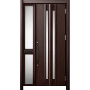 リシェント 玄関ドア3 断熱仕様 / 非防火 K2 G15型 木目調 片袖 中桟付ポスト付 特注サイ...