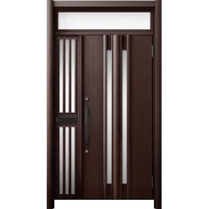 リシェント 玄関ドア3 断熱仕様 / 非防火 K2 G15型 木目調 片袖飾りランマ付中桟付ポスト付...