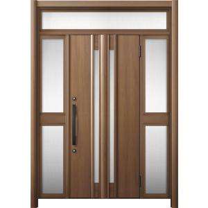 リシェント 玄関ドア3 断熱仕様 / 非防火 K2 G15型 木目調 両袖ランマ付中桟付ポスト無 特...