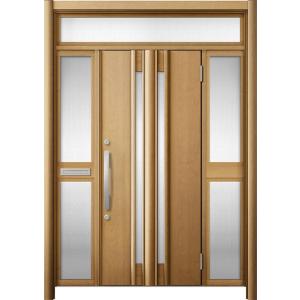 リシェント 玄関ドア3 断熱仕様 / 非防火 K2 G15型 木目調 両袖ランマ付中桟付ポスト付 特...