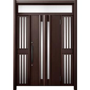リシェント 玄関ドア3 断熱仕様 / 非防火 K2 G15型 木目調 両袖飾りランマ付中桟付ポスト無...
