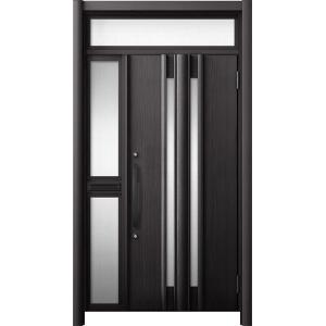 リシェント 玄関ドア3 断熱仕様 / 非防火 K4 G15型 木目調 片袖ランマ付中桟付ポスト付 特...