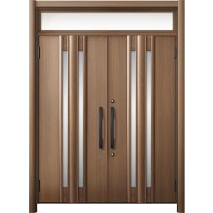 リシェント 玄関ドア3 断熱仕様 / 非防火 K4 G15型 木目調 両開きランマ付 特注サイズ W...