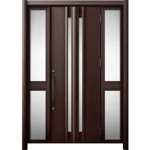 リシェント 玄関ドア3 断熱仕様 / 非防火 K4 G15型 木目調 両袖 中桟付ポスト無し 特注サ...