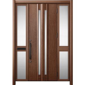 リシェント 玄関ドア3 断熱仕様 / 非防火 K4 G15型 木目調 両袖 中桟付ポスト付 特注サイ...