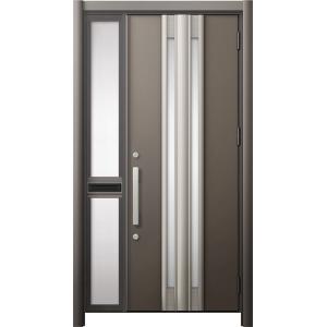 リシェント 玄関ドア3 断熱仕様 / 非防火 K2 G77型 木目調 片袖 中桟付ポスト付 特注サイ...