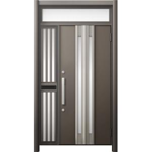 リシェント 玄関ドア3 断熱仕様 / 非防火 K2 G77型 木目調 片袖飾りランマ付中桟付ポスト付...