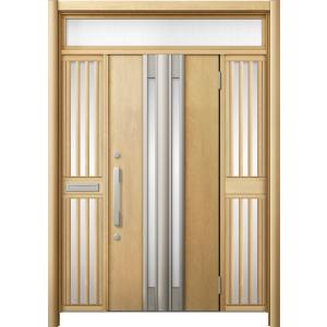 リシェント 玄関ドア3 断熱仕様 / 非防火 K2 G77型 アルミ色 両袖飾りランマ付中桟付ポスト...