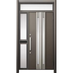 リシェント 玄関ドア3 断熱仕様 / 非防火 K4 G77型 アルミ色 片袖ランマ付中桟付ポスト付 ...