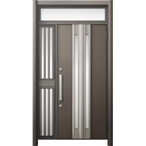 リシェント 玄関ドア3 断熱仕様 / 非防火 K4 G77型 木目調 片袖飾りランマ付中桟付ポスト無...