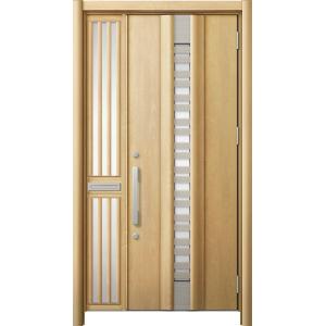 リシェント 玄関ドア3 断熱仕様 / 非防火 K2 G82型 木目調 片袖飾り 中桟付ポスト付 特注...