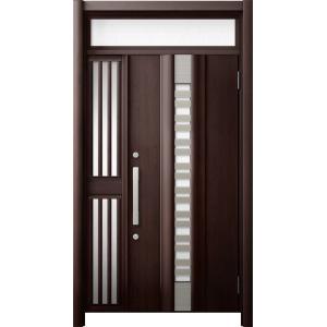 リシェント 玄関ドア3 断熱仕様 / 非防火 K2 G82型 木目調 片袖飾りランマ付中桟付ポスト無...