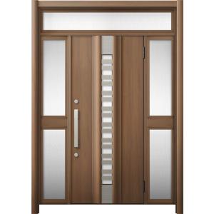 リシェント 玄関ドア3 断熱仕様 / 非防火 K2 G82型 木目調 両袖ランマ付中桟付ポスト無 特...