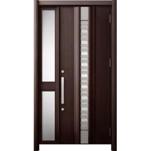 リシェント 玄関ドア3 断熱仕様 / 非防火 K4 G82型 木目調 片袖 中桟付ポスト無 特注サイ...