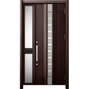 リシェント 玄関ドア3 断熱仕様 / 非防火 K4 G82型 木目調 片袖 中桟付ポスト付 特注サイ...